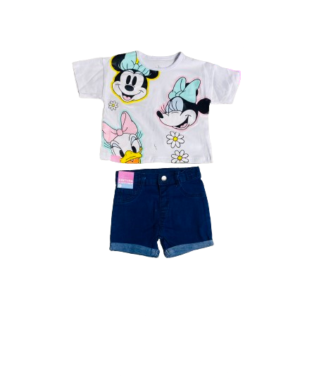 Set conjunto dos piezas set para bebe niña minnie blanco short camisa 12m a 3T D9-MI-1254B 445399