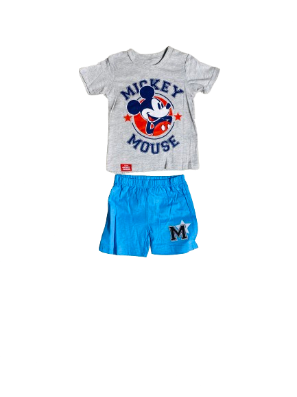 Set conjuntos dos piezas mickey short y camisa 12m a 3T D9-MK-1317B 390250 Gris