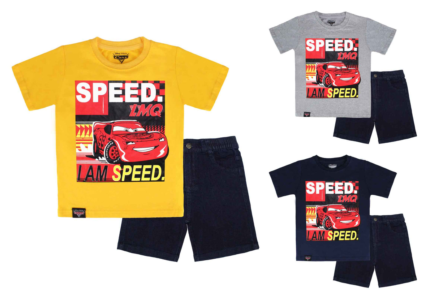 Set conjunto dos piezas cars camisa y pantalon 2 a 8 años A9-C3-187N amarillo