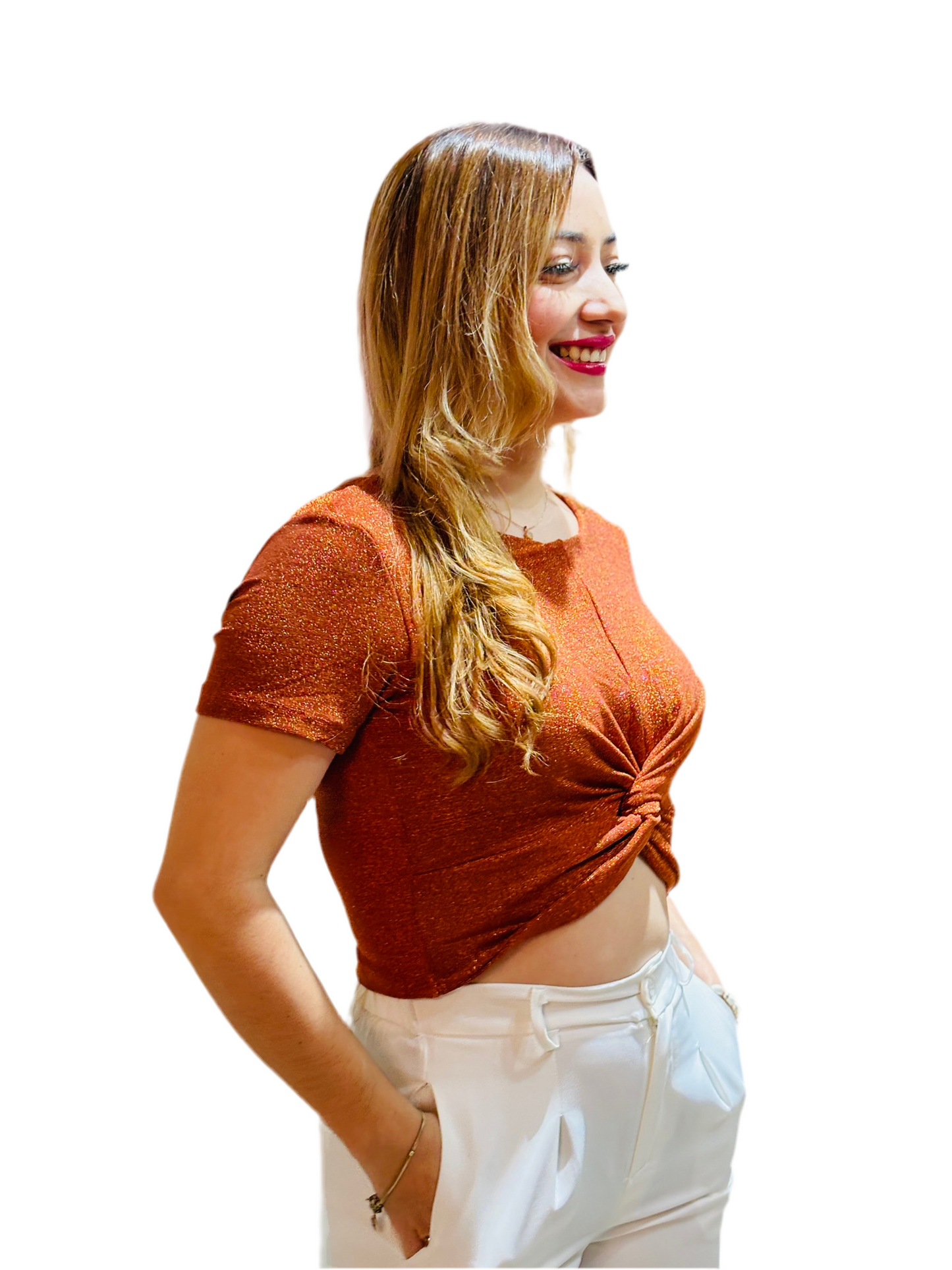 Camisa terracota top brillante mujer dama PR1-704 590330