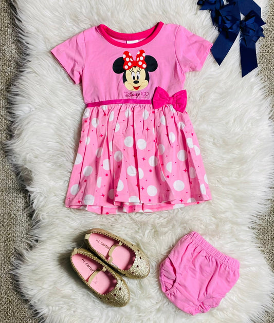 Vestido Minnie Disney Rosado 12m a 3T D10-MI-1288B