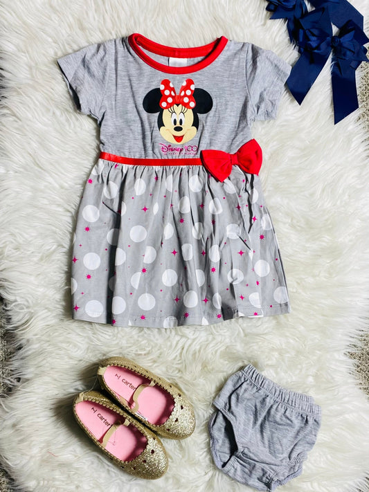 Vestido Minnie Disney Gris 12m a 3T D10-MI-1288B