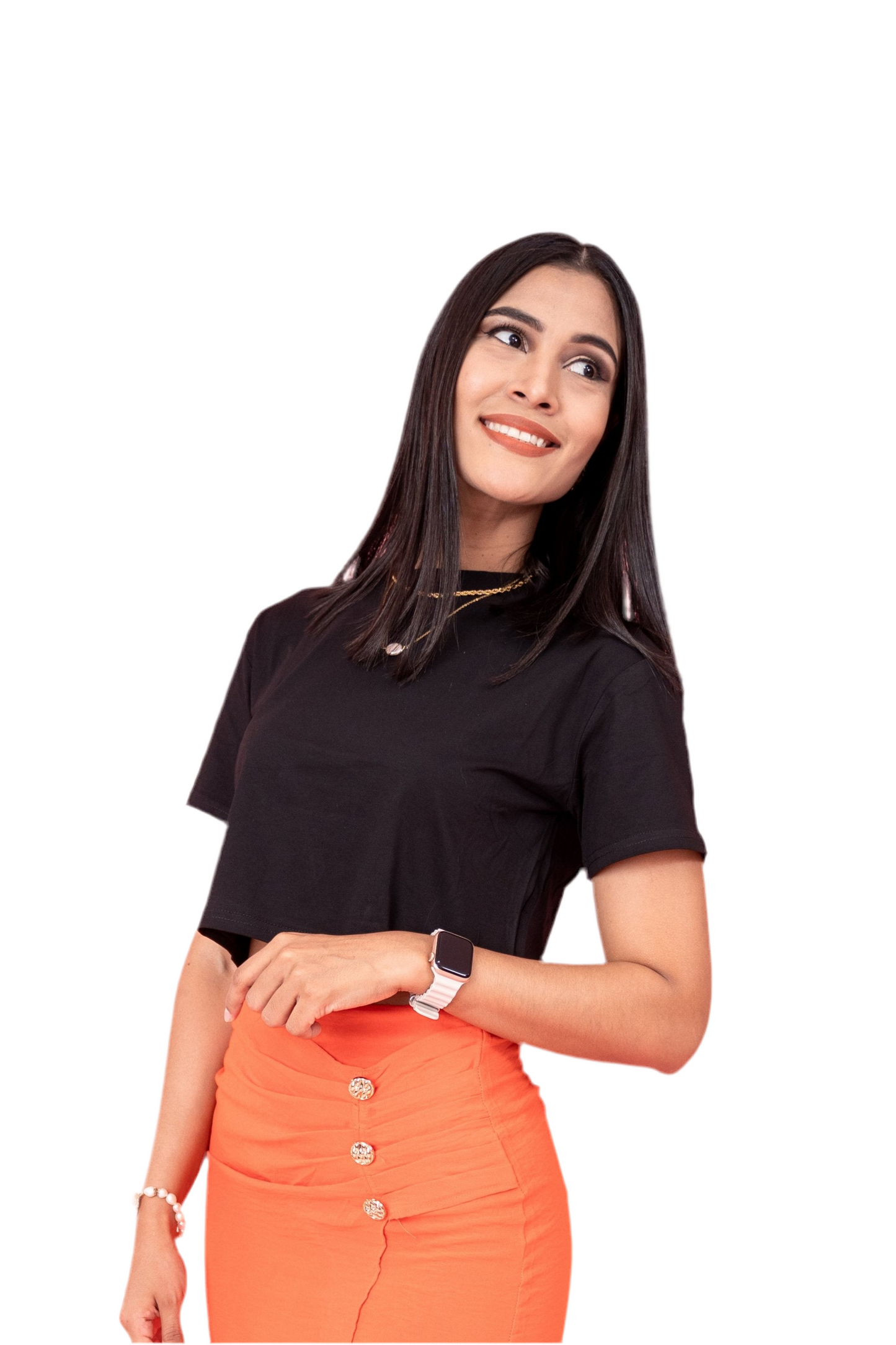 Camisa crop top basic algodón camiseta  CTD1155-5 Negra