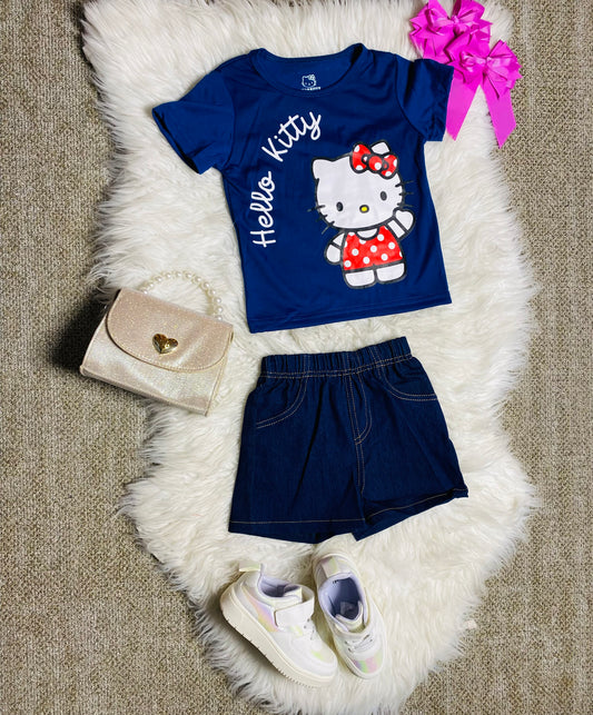 Set conjunto dos piezas para niña hello kitty 2 a 8 años H9-HK-102D azul