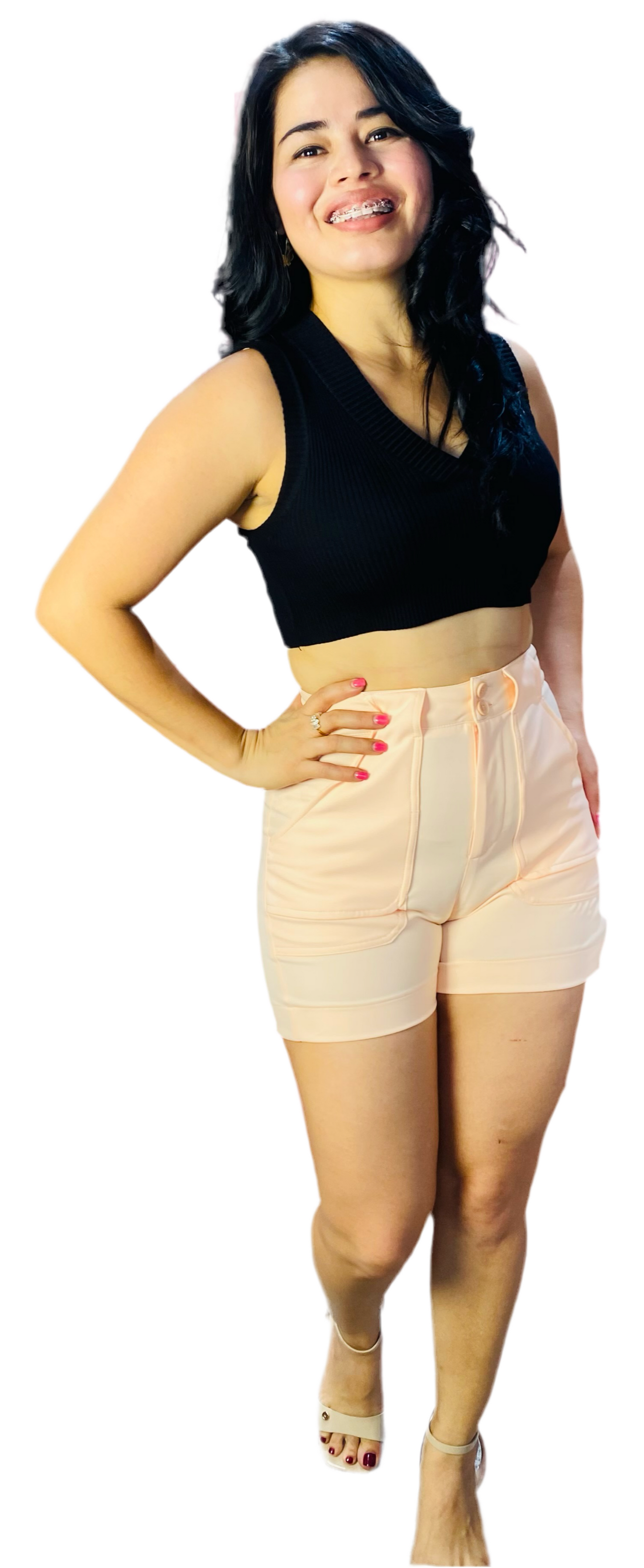 Short tiro alto tela formal INT7-1739 445299