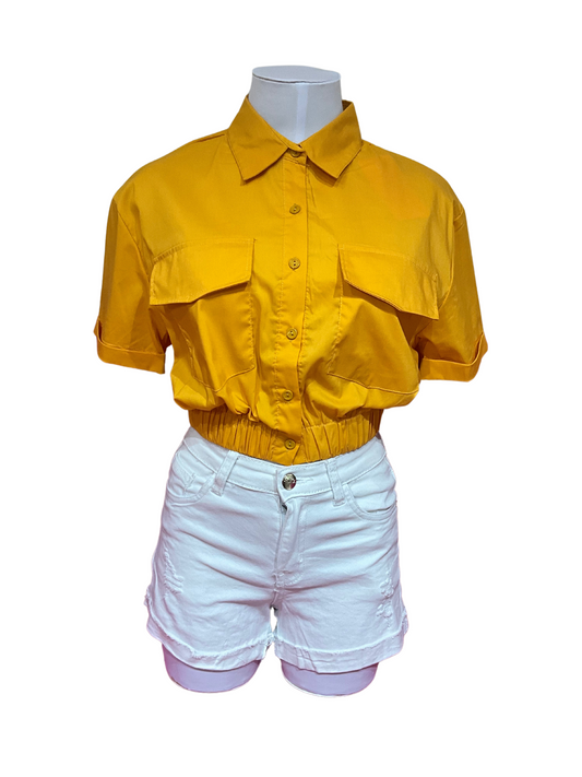 Camisa blusa dama coello bolsas Amarillo Z1-1377-A