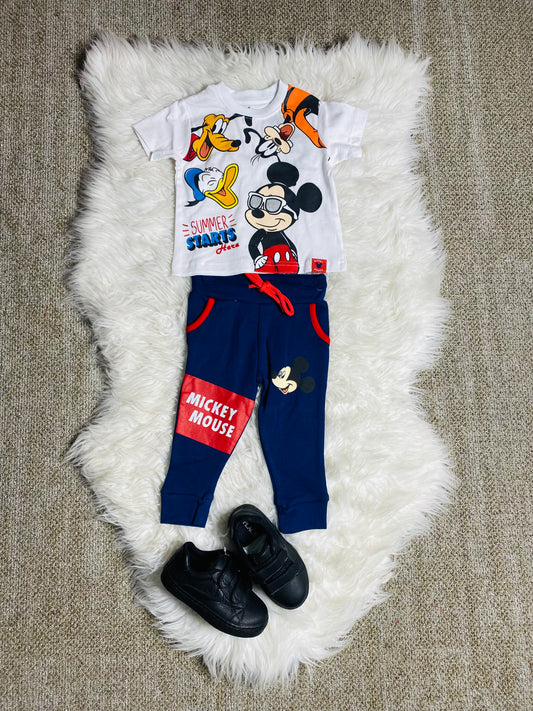 Set conjuntos dos piezas mickey short y camisa 12m a 3T