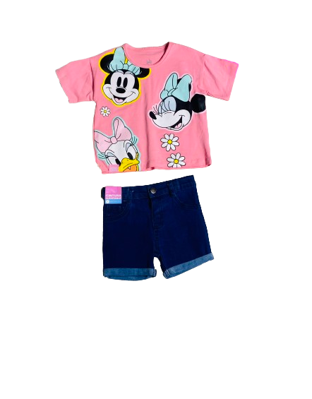 Set conjunto dos piezas para bebe niña minnie rosado short camisa 12m a 3T D9-MI-1254B 550345