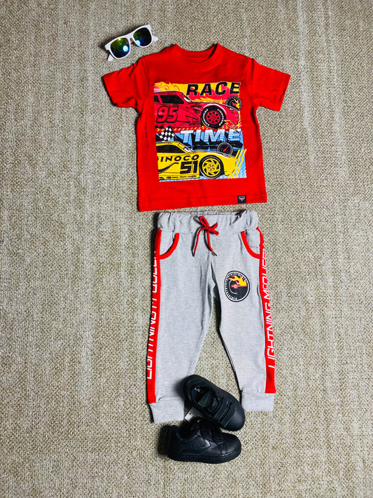 Set conjunto dos piezas cars camisa y pantalon 2 a 8 años A9-C3-173N rojo