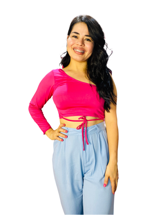 Camisa una manga larga mujer dama INT1-670 fucsia 399299