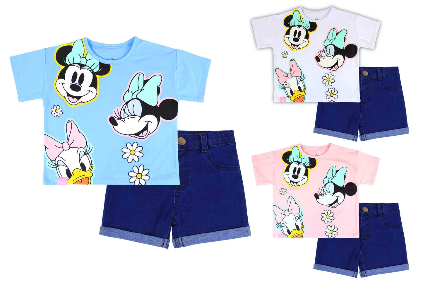 Set conjunto dos piezas minnie azul short camisa 12m a 3T D9-MI-1254B