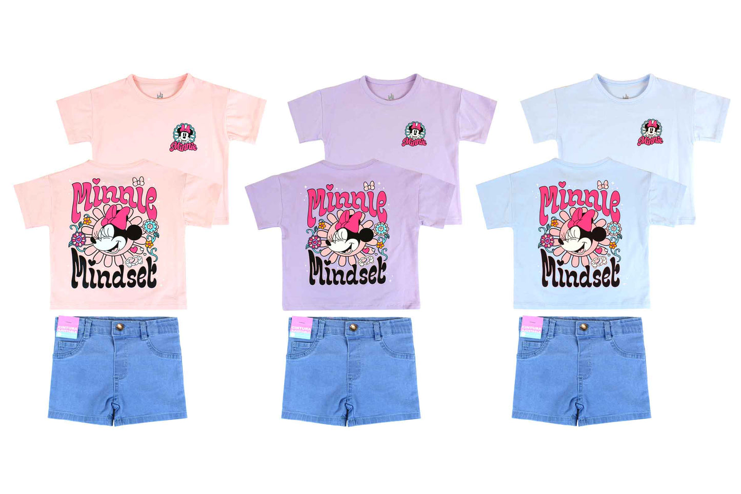 Set conjunto dos piezas minnie short camisa 12m a 3T D9-MI-1256B azul cielo