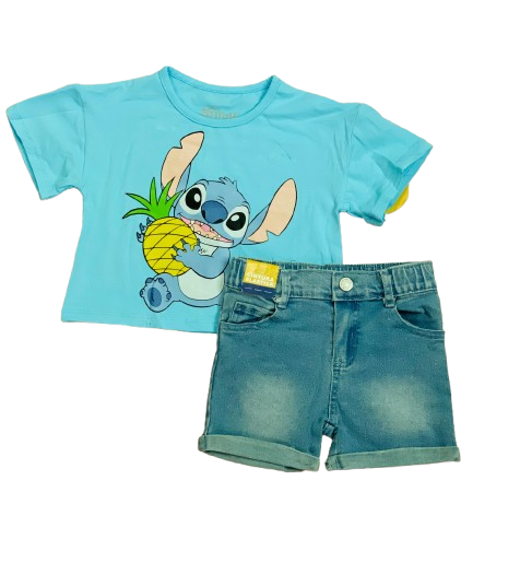 Conjunto para niña short jean azul celeste Stitch D9-STI-101D 460340