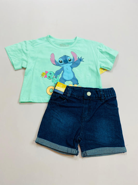 Conjunto para niña short jean azul celeste Stitch D9-STI-103D 460340