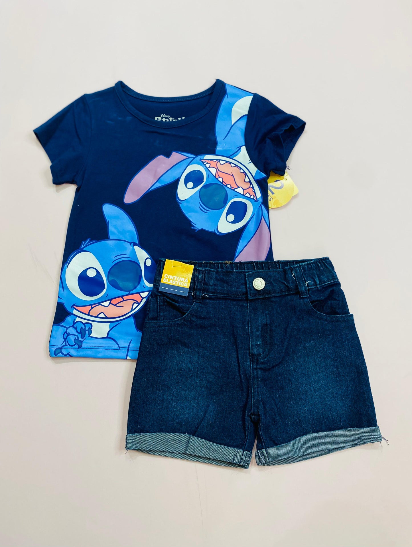 Conjunto para niña short jean azul marino Stitch D9-STI-105D 460340