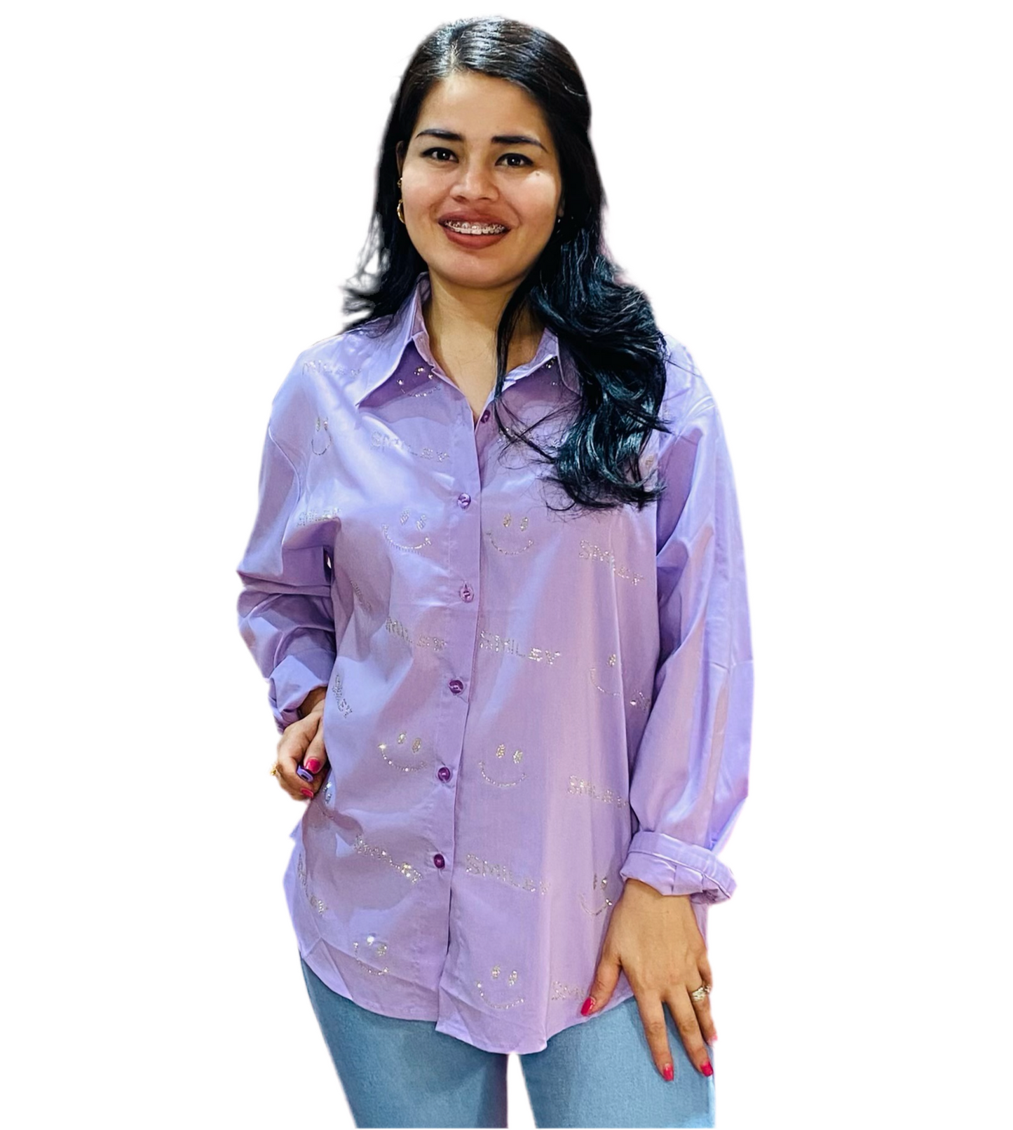 Camisa morada Blusa Dama happy face smile CTD1198-6 590445