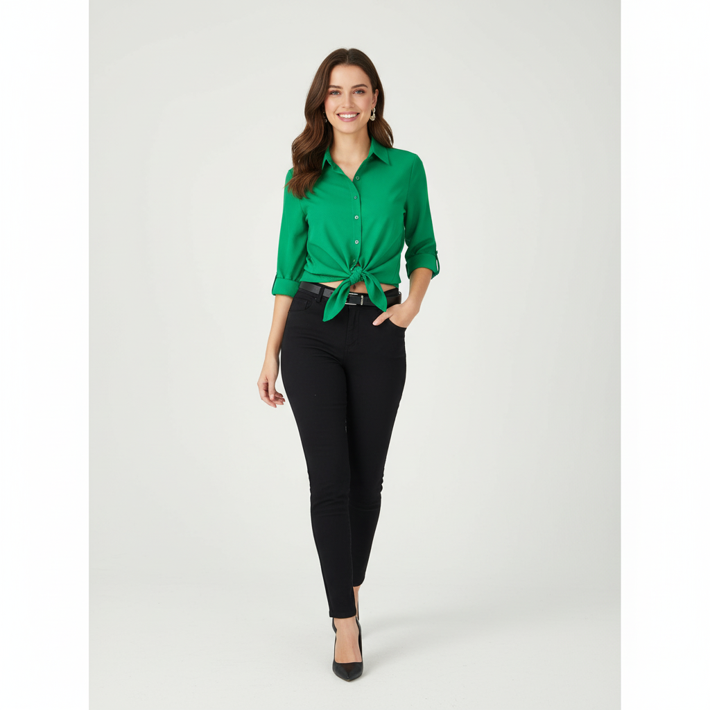 Camisa con mangas dama PR1-734 verde 350260