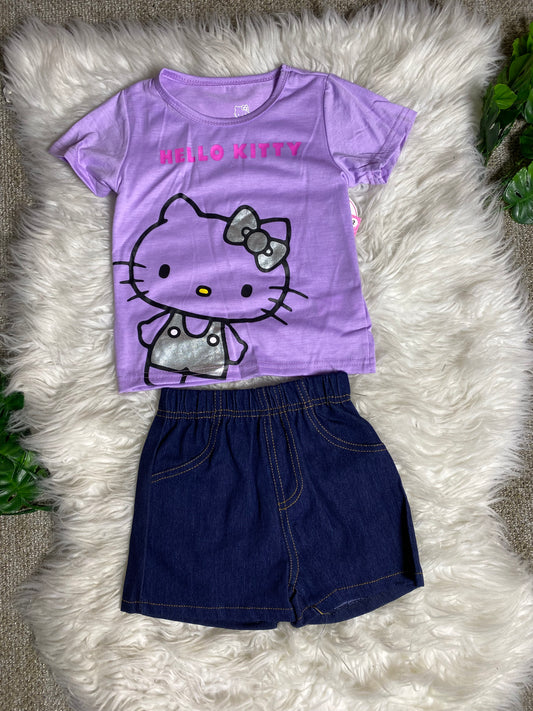 Set conjunto dos piezas para niña hello kitty 2 a 8 años H9-HK-101D morada