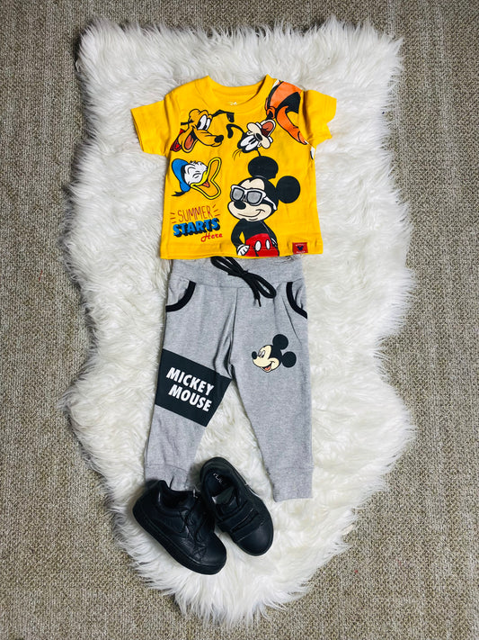 Set conjuntos dos piezas mickey short y camisa 12m a 3T