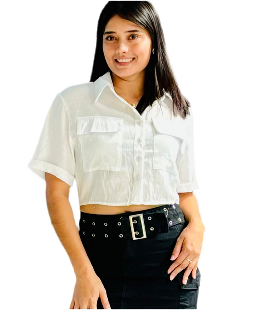 Camisa blusa dama cuello Blanco CTD1210-2 490390