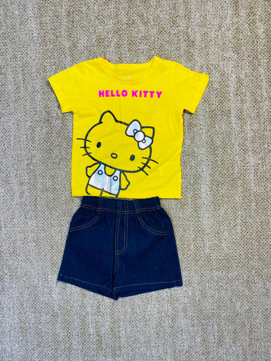 Set conjunto dos piezas para niña hello kitty 2 a 8 años H9-HK-101D amarillo