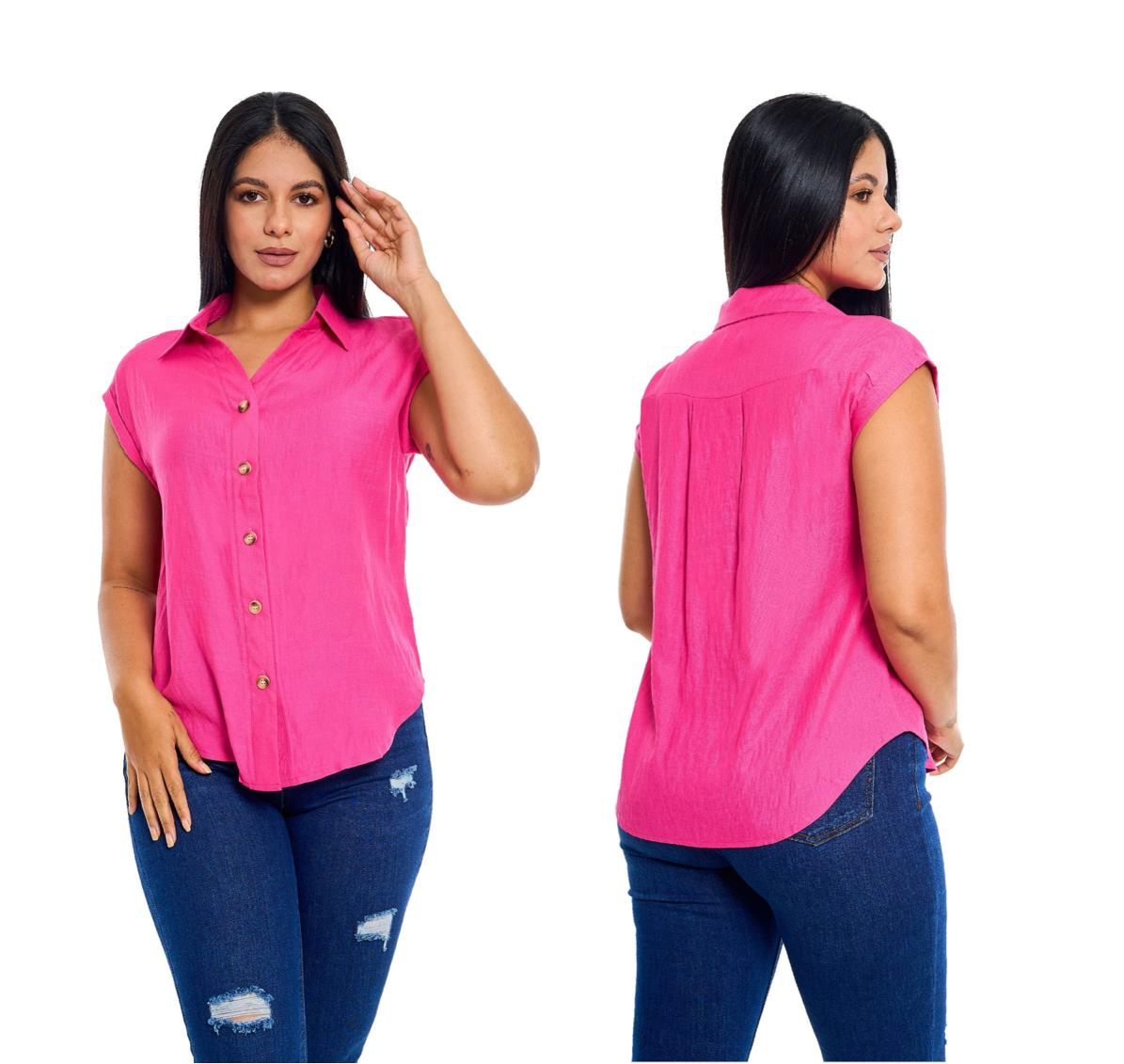 Camisa para dama mujer rosada fucsia naranja verde blanca CTD1141-17