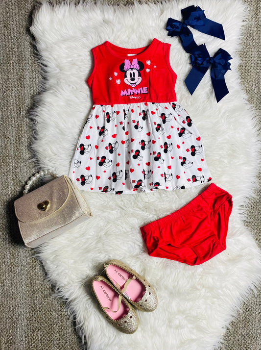 Vestido Minnie Disney  rojo  12m a 3T D10-MI-1289B