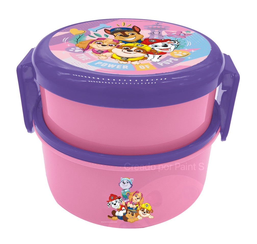 Contenedor para comida o Sándwichera con cubierto paw patrol rosada niña XH-PWG-TP02