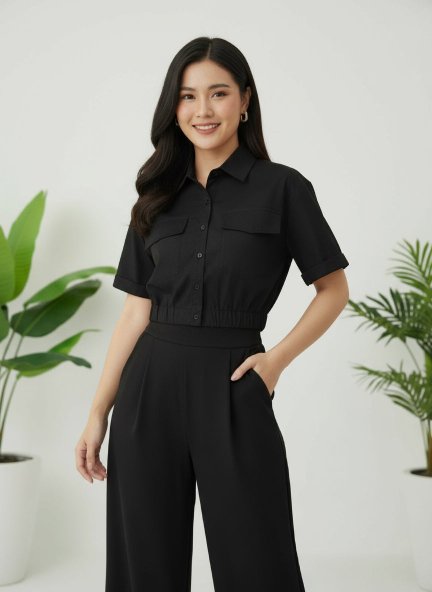 Camisa blusa dama coello bolsas negro Z1-1377-A 390275