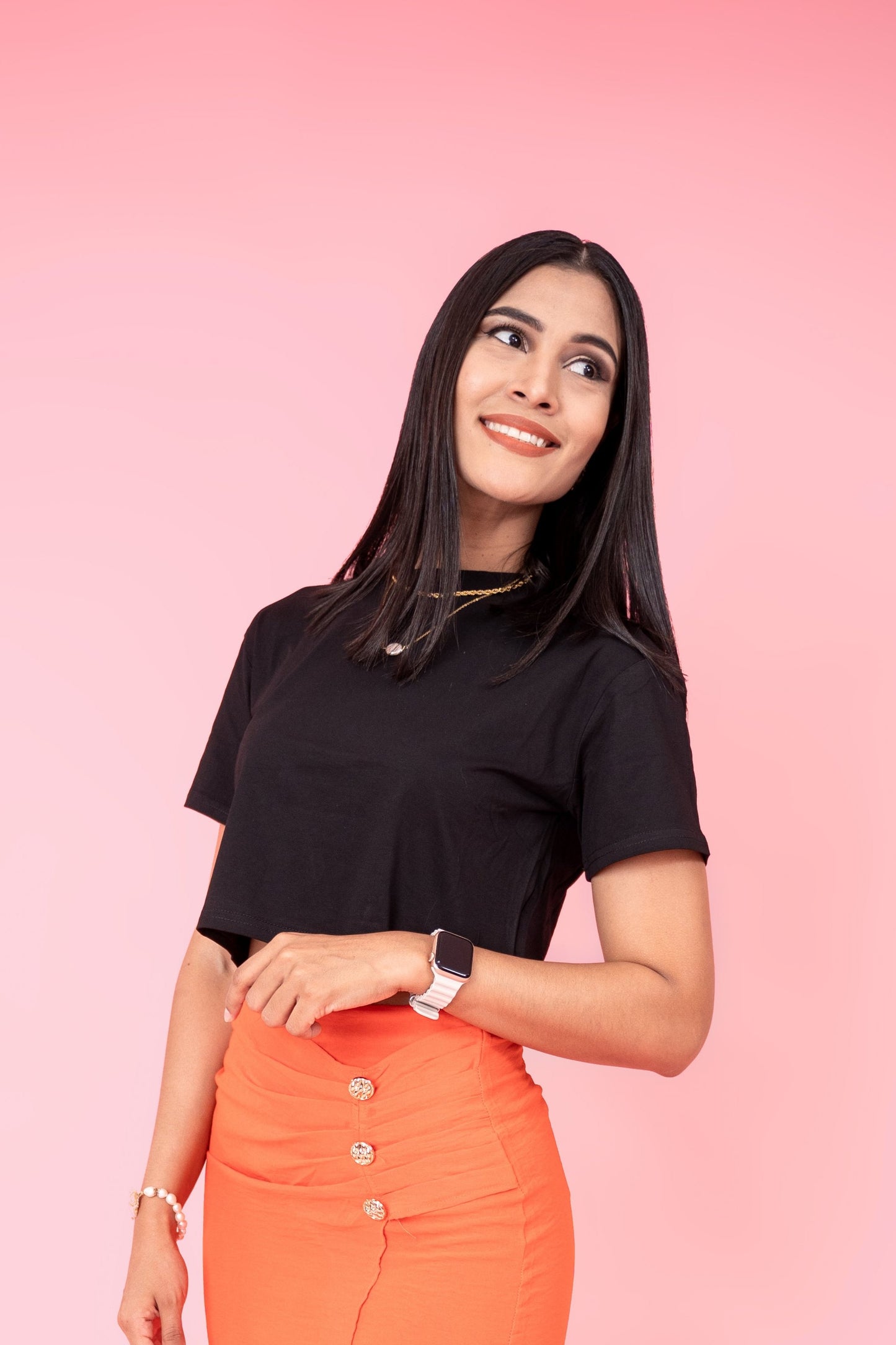 Camisa crop top basic algodón camiseta  CTD1155-5 Negra