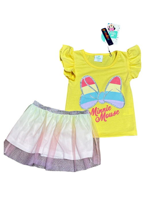 Set conjunto bebe niña minnie camisa y falda tutú 12m a 3T D9-MI-1365B  amarillo 590350
