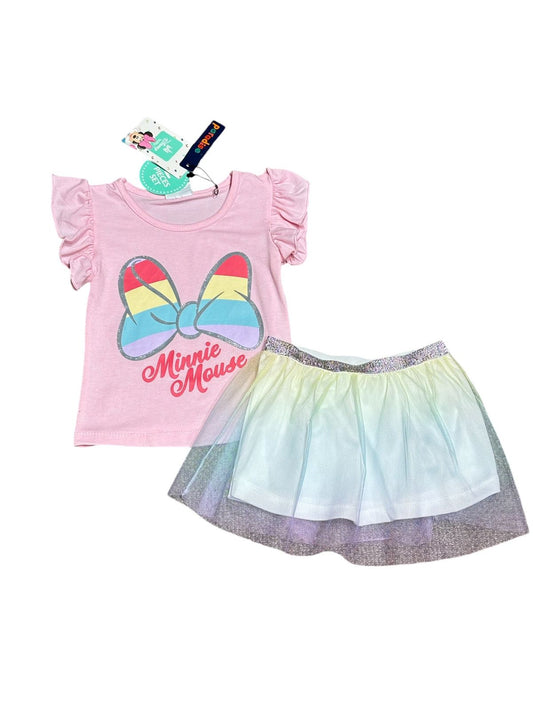 Set conjunto bebe niña minnie camisa y falda tutú 12m a rosado  3T D9-MI-1365B 590350