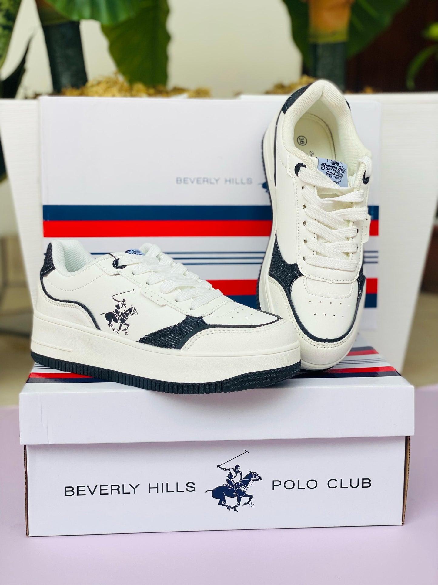 Tenis blanco negro Polo adulto mujer o niña grande STACY-WHBL-W5-B 965740