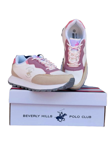 Tenis Polo club para mujer blanco con rosado MURANO-WHPK-W6-B 1115995