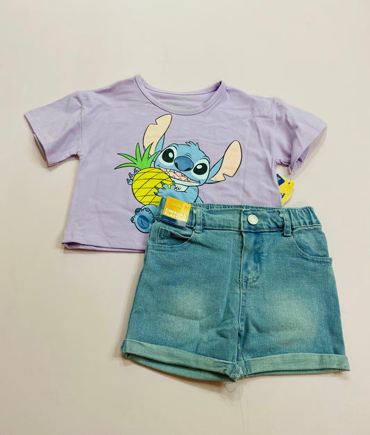 Conjunto para niña short jean morado lila Stitch D9-STI-101D 460340