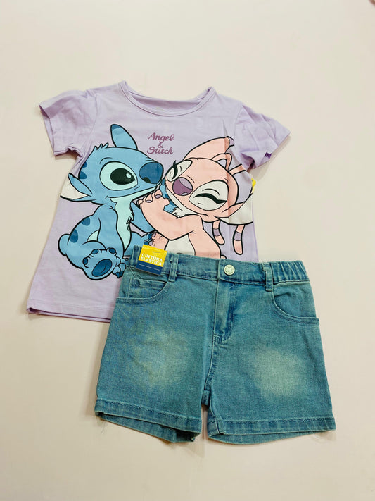 Conjunto short jean para niña morado Stitch D9-STI-106D 460340