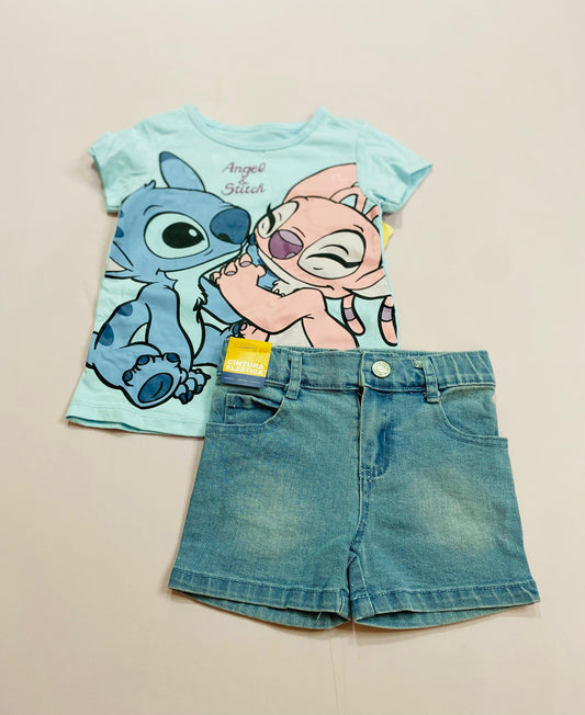 Conjunto short jean para niña azul celeste Stitch D9-STI-106D 460340
