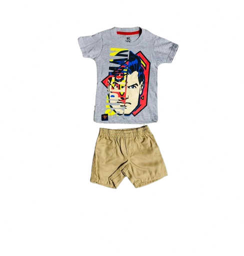 Set conjunto dos piezas para bebe niño super man short y camisa 12m a 3T C9-SM-1026N 690350 Gris