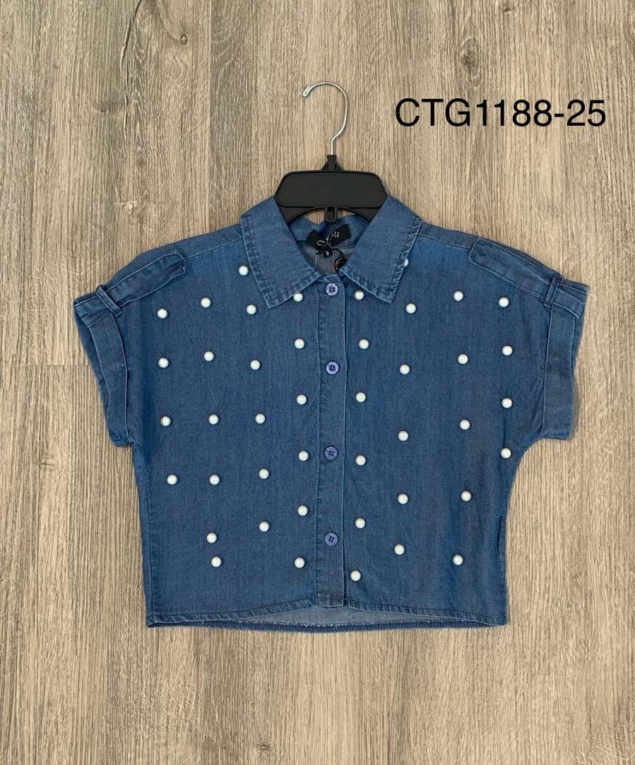 Camisa para niña Jeans Azul Claro Flores CTG1188-25