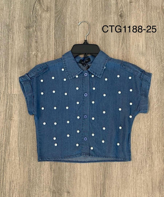 Camisa para niña Jeans Azul Oscuro Flores CTG1188-25 590350