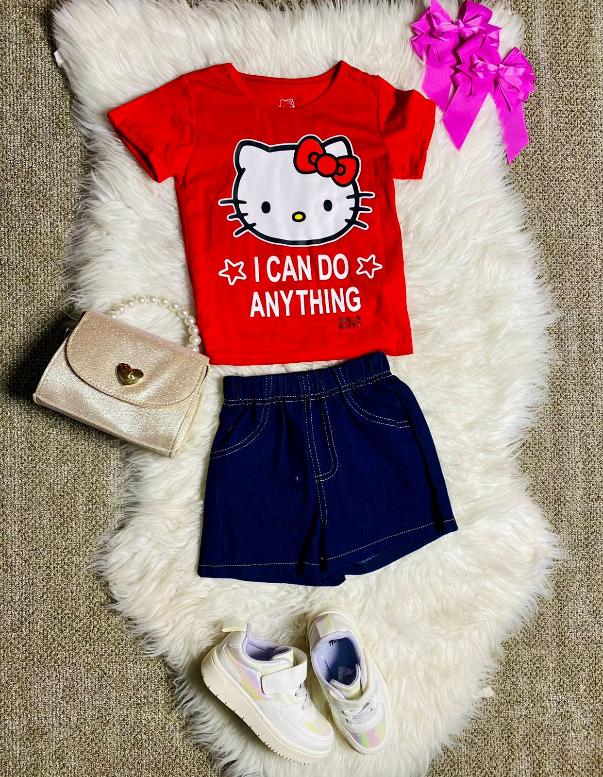 Set conjunto dos piezas para niña hello kitty 2 a 8 años rojo H9-HK-100D