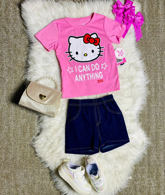 Set conjunto dos piezas para niña hello kitty 2 a 8 años rosado H9-HK-100D